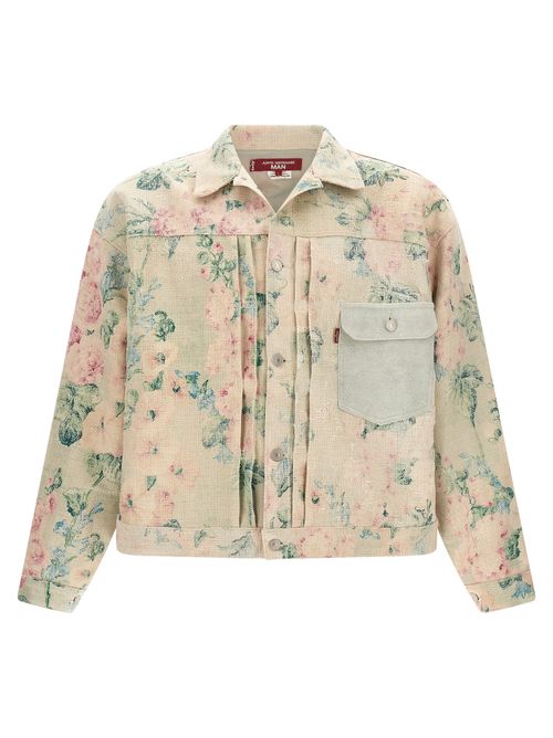 Floral-Jacquard Rayon Jacket — Multicolor