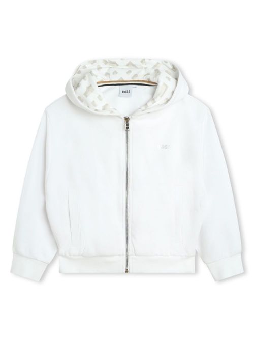 Logo-print zipped hoodie - White