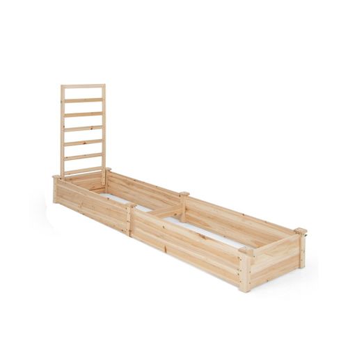 Raised Garden Bed with Planter Box and Trellis-Natural - Natural