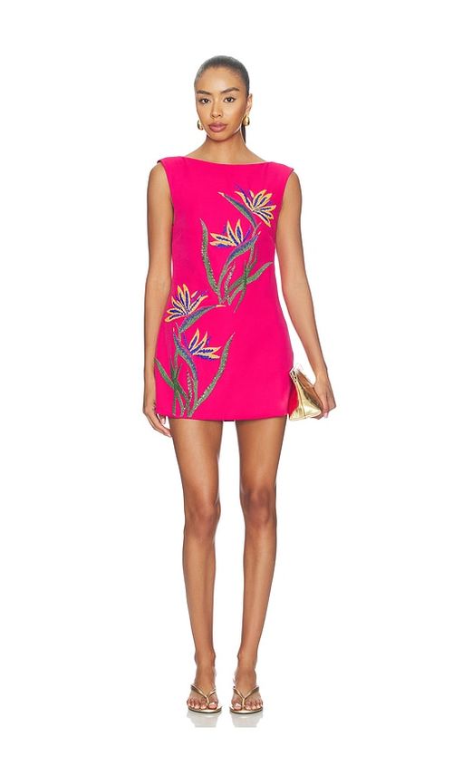 Yellow the label vestido bird of paradise en color rosado XS también en S, M