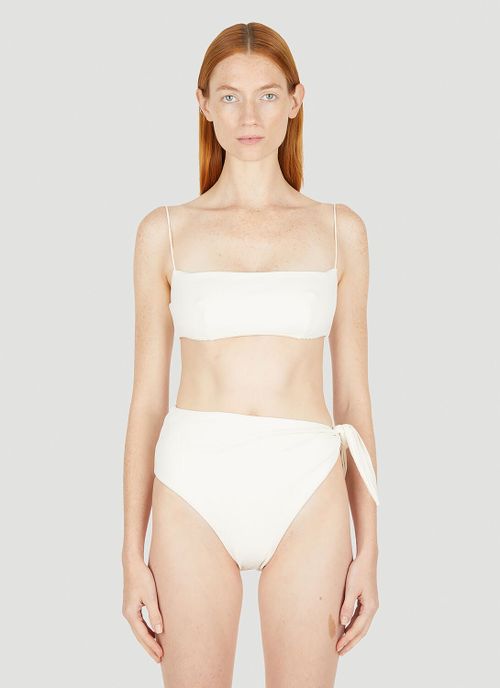 Bandeau Fine Strap Bikini Top - Woman Swimwear White Aus