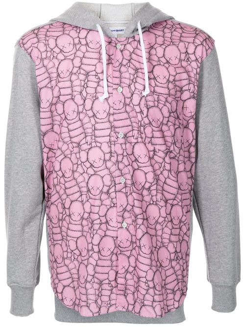 Colour-block cotton hoodie - Grey
