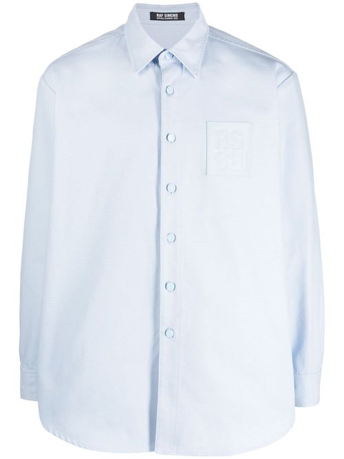 Logo-patch shirt - Blue