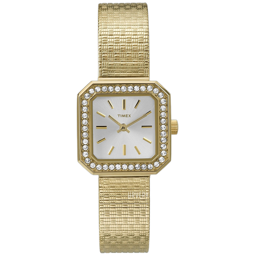 Crystal-Set Square Watch — Gold
