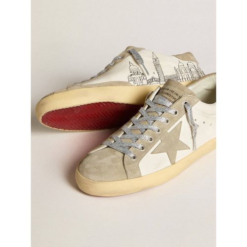 Golden Goose - Men’s Super-star In Nappa With Ice-gray Suede Star And Black Embroidery, Man