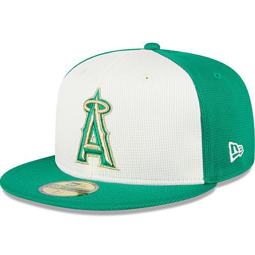 Men's White/Green Los Angeles Angels 2024 St. Patrick's Day 59FIFTY Fitted Hat