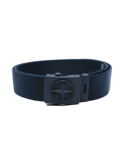 Compass-buckle interwoven belt - Blue