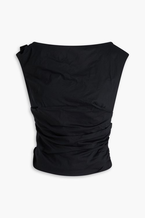 Gerafftes Oberteil aus Popeline aus einer Baumwollmischung - Schwarz - XS