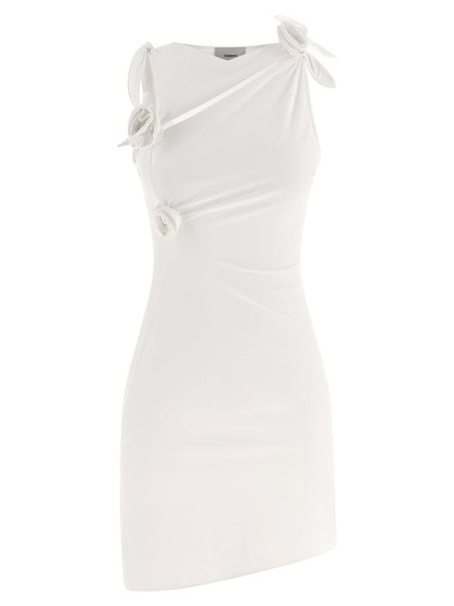 Asymmetric Flower Dresses White