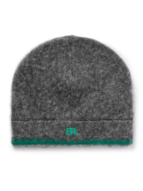 Logo-Embroidered Brushed Wool-Blend Beanie