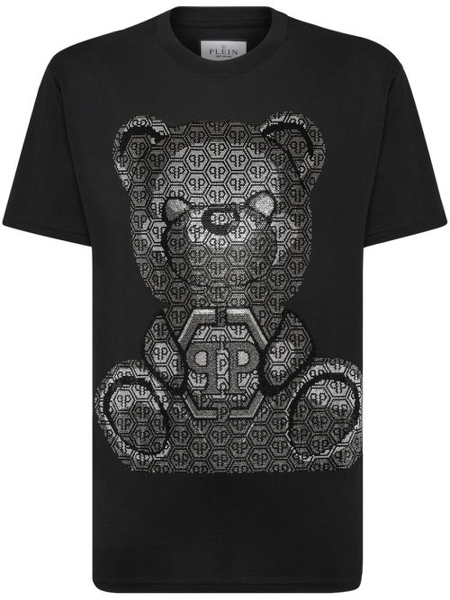 3D Teddy embellished T-shirt - Black