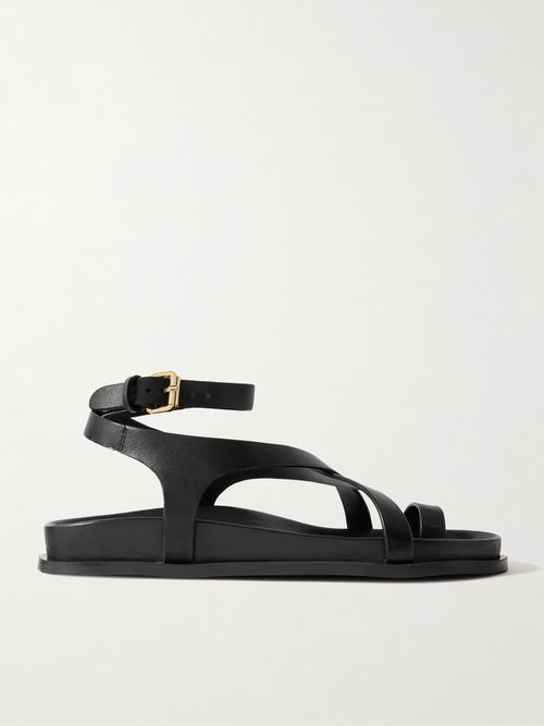 Jalen Slim Leather Sandals - Black