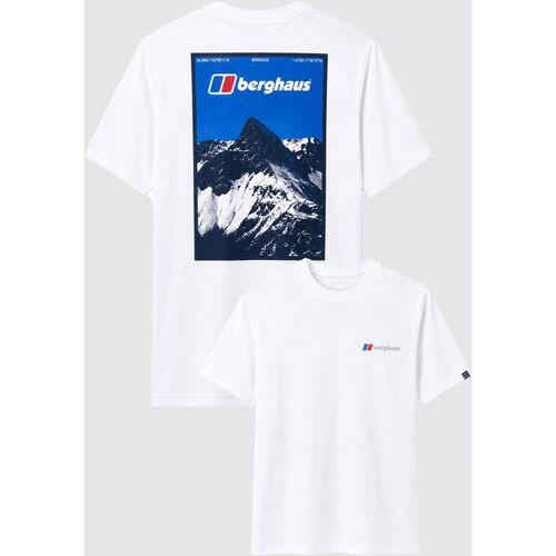 Berghaus Mens Threshold Peak T Shirt in White Blue Cotton - Large