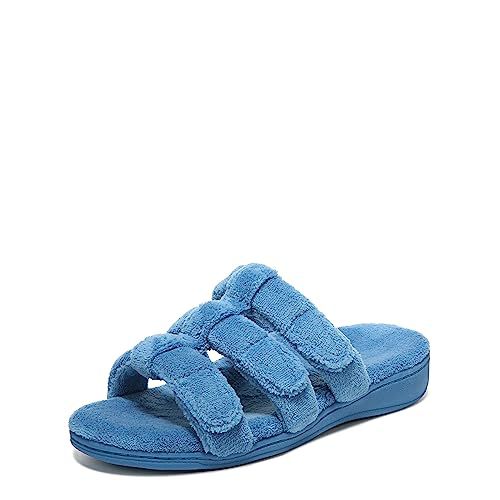 Vionic Adjustable Open-toe Slipper With Orthotic Arch Horizon Blue