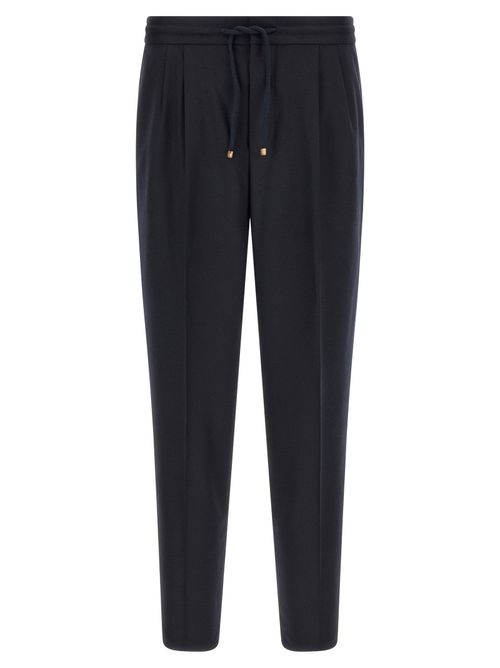Virgin Wool Flannel Trousers — Navy