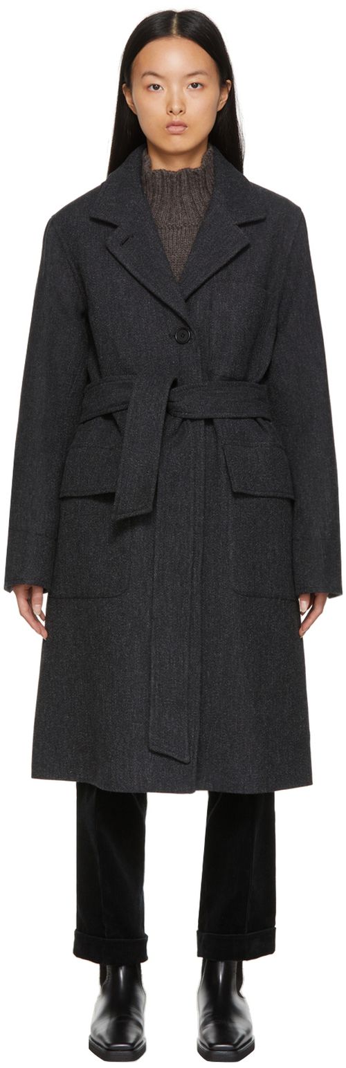 Black wool military coat