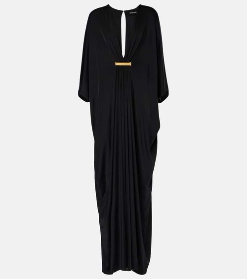 Gathered satin jersey kaftan