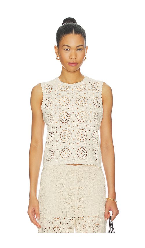 FRAME The Crochet Tank in Cream. M. Also in L