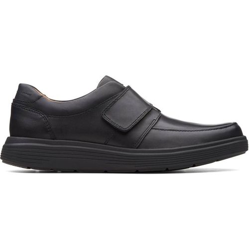 Clarks Men's Un Abode Strap Loafer Black Leather Loafers, Riptape | : 8.5/Wide Fit
