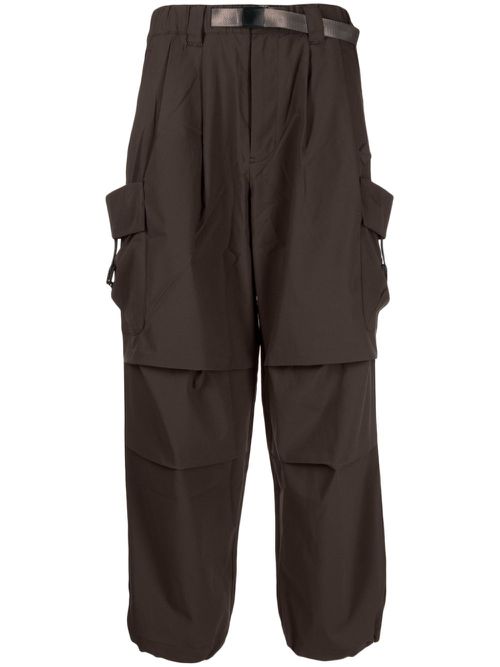 Logo-appliqué belted cargo trousers - Brown
