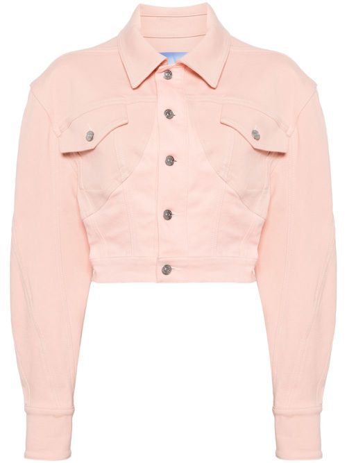 Logo patch denim jacket - Pink