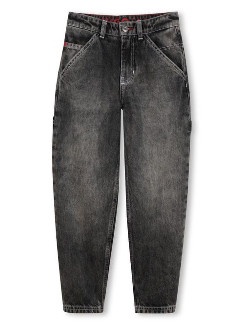 Logo-patch tapered trousers - Black