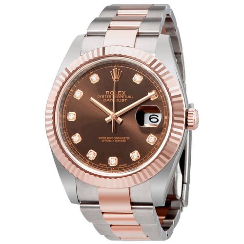 Datejust 41 Chocolate Diamond Dial Steel and 18K Everose Gold Oyster Mens Watch 126331CHDO