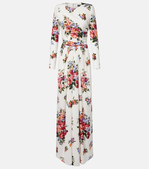 Floral silk-blend charmeuse gown