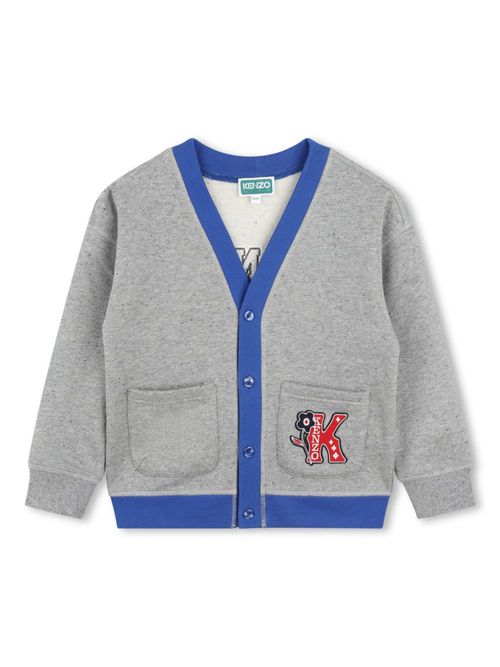 Logo-appliqué cotton cardigan - Grey