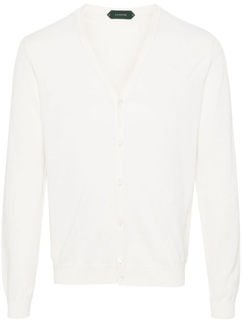 Button-up cotton cardigan - White