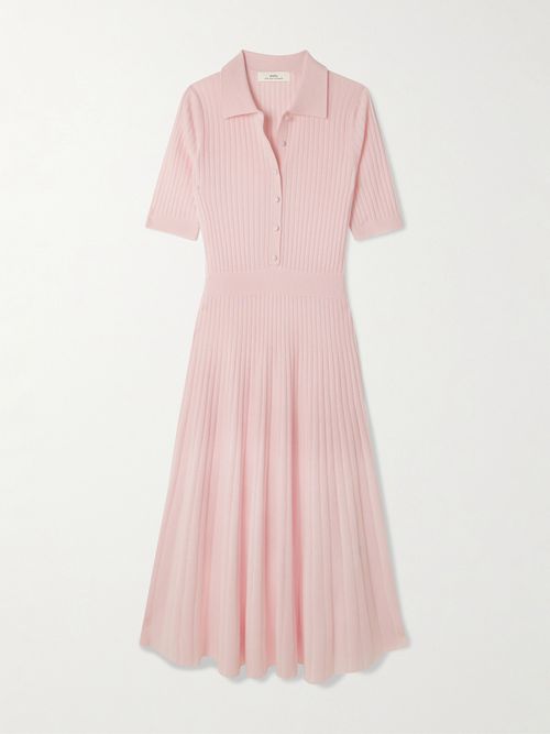 Skylark Ribbed Organic Cashmere Midi Dress - Pink