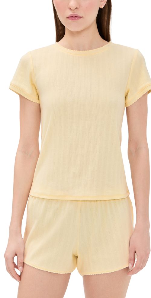 The Coco Pointelle Pajama Set Butter Yellow