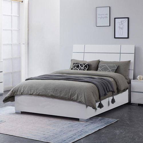 Jesmond High Gloss Modern Bed Frame With Subtle Metal Accents
