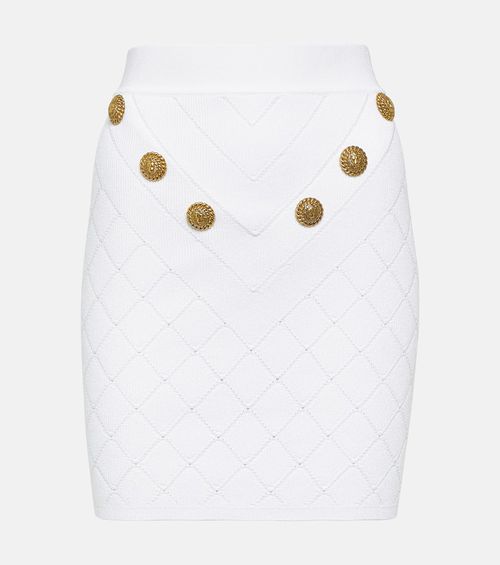 Embellished ribbed-knit miniskirt