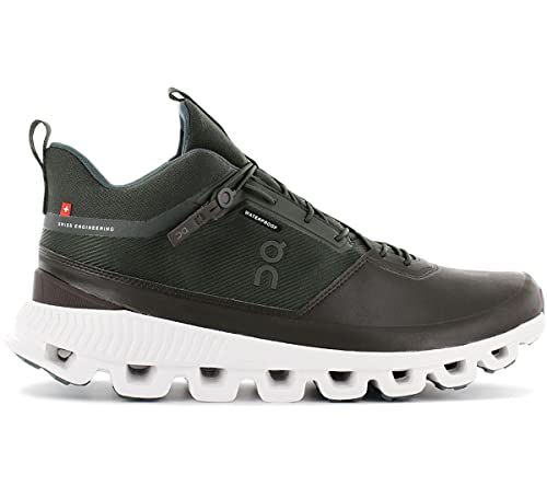 On Running Mens Cloud Hi Waterproof Mesh Fir Umber Trainers