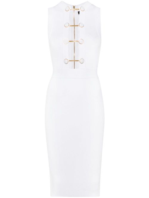 Chain-link knitted midi dress - White