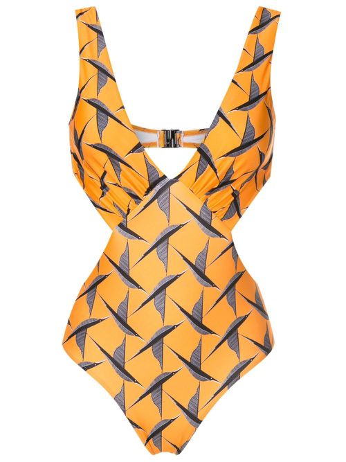 Alexis printed cut-out swimsuit - Orange