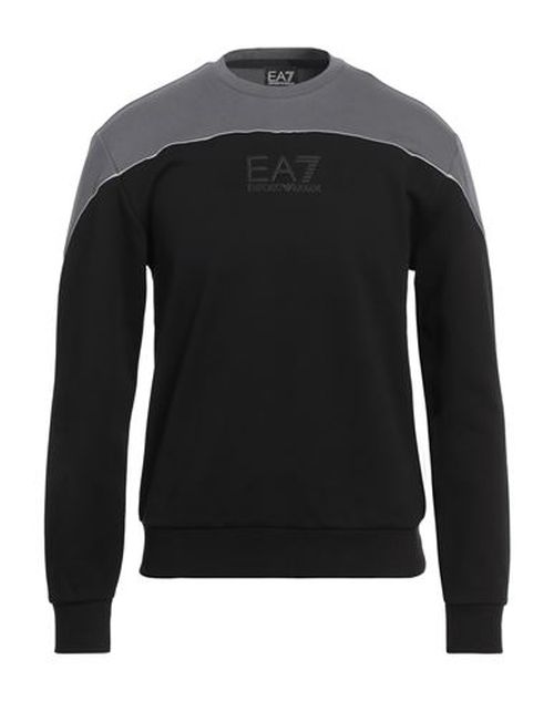 Ea7 Man Sweatshirt Black Size 3XL Cotton, Polyester, Elastane