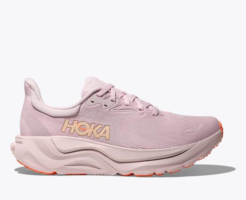 HOKA Women's Arahi 8 Shoes in Lilac Cream/Neon Cantaloupe
