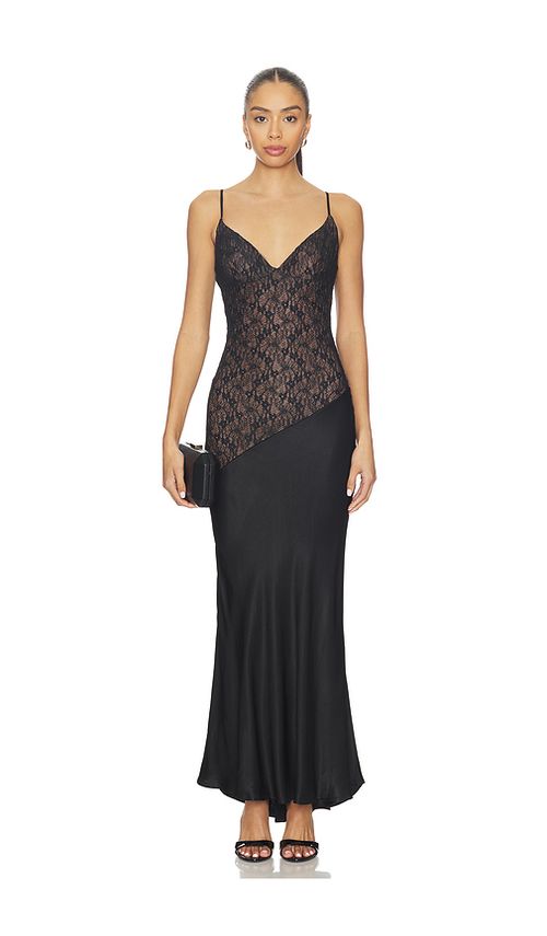 Bardot Aralia Lace Satin Maxi Dress in Black. 4. Also , 6, 8