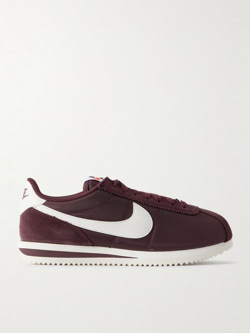Cortez Leather And Suede-trimmed Canvas Sneakers - Burgundy
