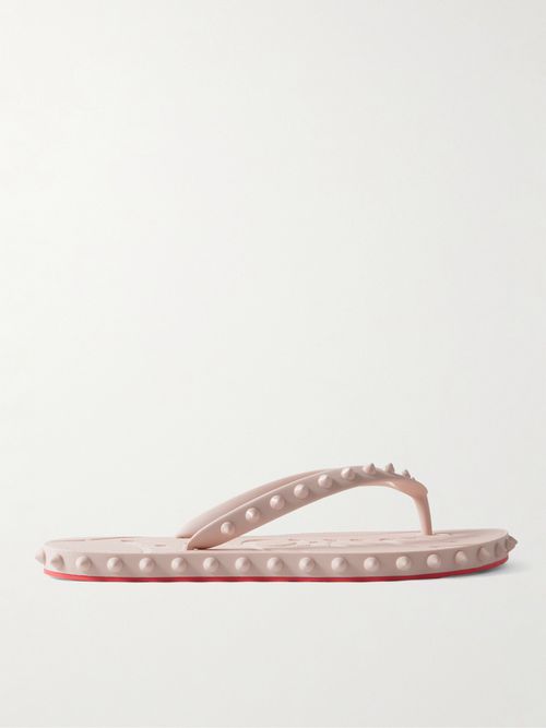Super Loubi Studded Rubber Flip Flops - Neutral