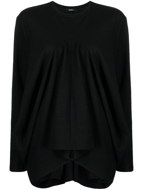 Structured draped jersey top - Black