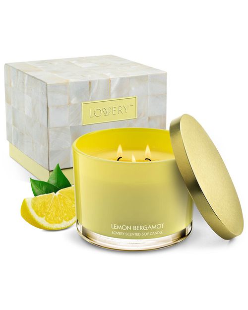 Luxury Lemon Bergamot 3-Wick Decorated Home Candle Gift Set