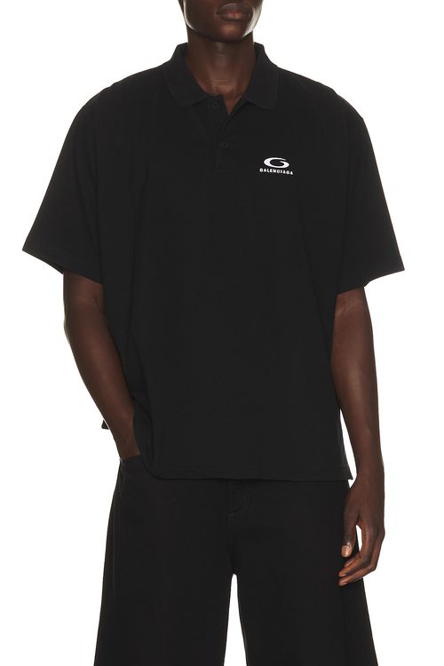 Balenciaga Short Sleeve Regular Polo in Black - Black. XL also in