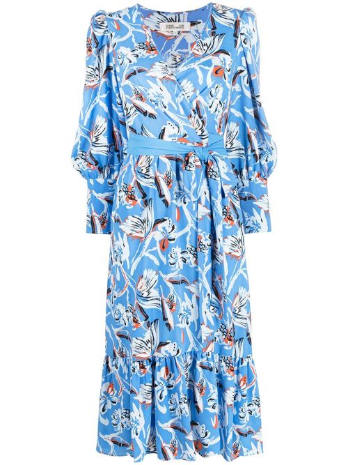 Floral-print midi-dress - Blue