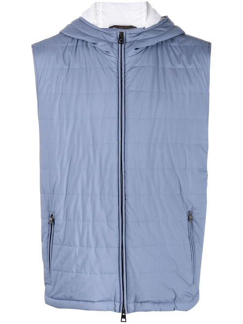 Zipped hooded gilet - Blue
