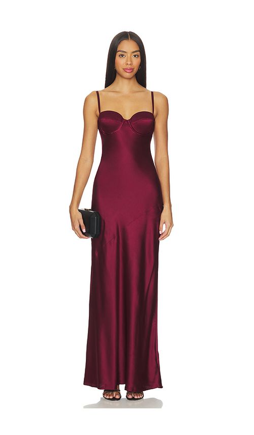 L'AGENCE Sayla Bias Cut Maxi Dress in Dark Port. 8 also , 12, 2