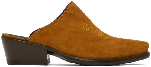 Brown papillon mules