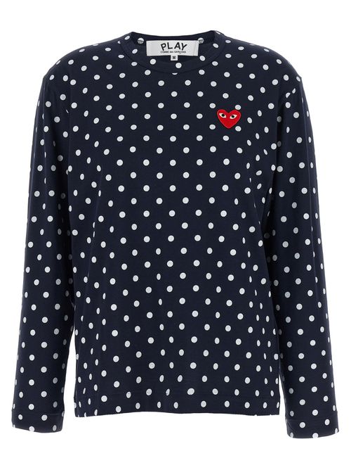 Blue Polka Dot Crew Neck T-Shirt